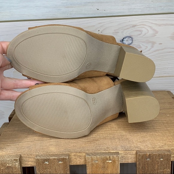 Faux Brown Suede Open Toe Bootie with Studs - Picture 5 of 5